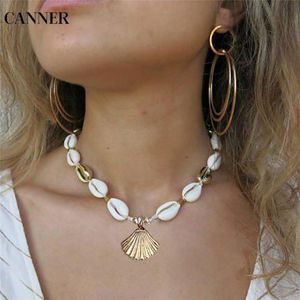 Choker canner handgjorda guld silver färg Sea Shell Necklace Böhmen Justerbar kedja för kvinnor Summer smycken Chokers