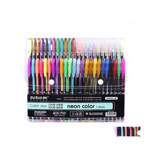 Penne Gel Neon Color Penna colorata in metallo creativo 12/16/24/36/48 colori neutri Super lisci Libri da colorare Riviste Graffiti