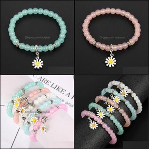 Outras pulseiras de moda personalizada estilo boêmio de colorido fresco de vidro de vidro de vidro de bracelete margarida flor jóias de entrega de gota de entrega ot9yg