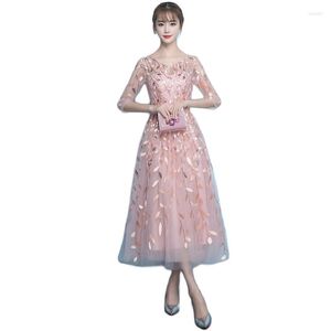 Платье для вечеринок платья Женщины розовые цветочные 2023 весенний модный модный, корейский благородный элегантный банкет -хозяин Maxi vestido feminina ld456