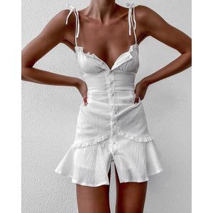 Vestidos casuais 2023 verão mulheres moda moda acolchoada assimétrica mangas brancas cami curto mini bodycon fada party party desgaste mantos