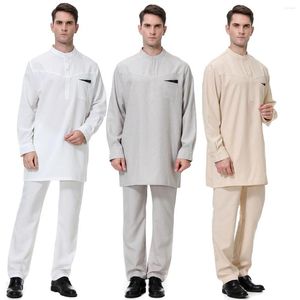 Ubranie etniczne Zestawy muzułmańskie mężczyźni 2023 Moda Arabska kaftan Marocain Long Robe Islam Ubrania Turcja Kaftan Ramadan Hijab Abayas