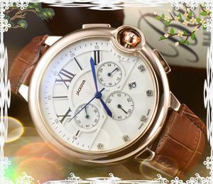 Słynny klasyczny projektant luksusowy moda kryształowe zegarki 43 mm kwarc oryginalny skórzany pasek stoper