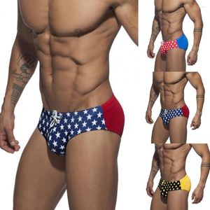 Underpants Men Swimwear Briefs Underwear Summer Beach Drawstring Star Print Swimming Pants Swim Spa Trunks Sexy Under Wear