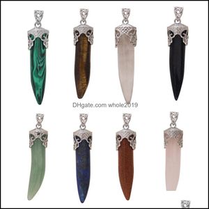 Pendant Necklaces Natural Stone Necklace Charms Gem Jewelry Horns And Wolf Tooth Crystals For Women Men Drop Delivery Pendants Dhumo