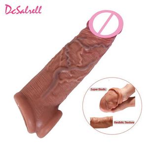 Sex Toy Massager Realistic Penis Extension Cock Sleeve Reusable Silicone Enlarger Delay for Men Dildo Enhancer Toys Couple