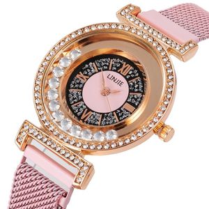 Wristwatches Women Watches 2023 Luxury Diamond Rose Gold Ladies Wrist Magnetic Bracelet Watch For Female Clock Relogio Feminino
