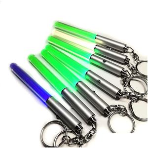 Andra evenemangsfestleveranser LED -ficklampa Stick Keychain Mini Torch Aluminium Key Chain Ring Durable Glow Pen Wand Lightsaber Light Dhth0