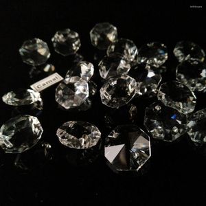 Avize kristal kamal 20pcs 14mm 2 delik açık sekizgen gevşek boncuklar cam yüzlü prizmalar suncatcher aydınlatma süslemeleri parçaları