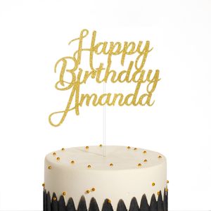 Gift Wrap Personalized Birthday Cake Toppers Glitter Paper Custom Your Own Name and Age Happy Decoration 230107