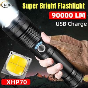 손전등 횃불 90000 루멘 LED 손전등 USB 충전식 LED 가장 밝은 Flashlight 방수 확대 수성 LED 전술 토치 라이트 0109