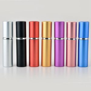 Caixas de armazenamento caixas 5 ml por garrafa alumínio anodizado atomizador compacto fragrância de vidro de vidro Scentbottle Travel Recarregável spray de maquiagem d dhihb