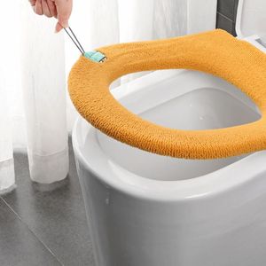 Toilet Seat Covers Knitting Cover With Handle Easy Clean Washable Cartoon Thick Autumn Winter Bathroom Warm Accessories