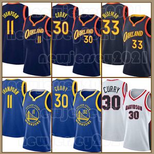 Neu 2023 Stephen Curry Klay Thompson Basketball Trikots 30 11 23 Herren James Wiseman City Golden States Edition Blue Retro Trikot Mitchell Ness Shirt