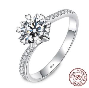 Solitario de lujo 1 quilates laboratorio anillo de diamantes real 925 joya de plata esterlina compromiso de bodas aniversario de mujeres J2811744516