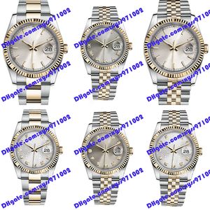 6 Model Silver Silver Men's Watch 2813 Automatisk kvinnors klocka 116233 36mm Gray Dial Guld Rostfritt stål Rem Sapphire Glass Wristwatch Diamond Watches Roman Time Scale