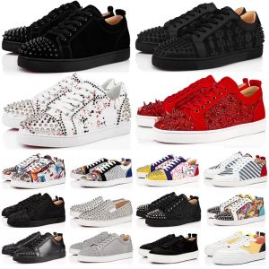 Designer mens low dress casual shoes Sneakers fashion Black White Camo Green Glitter Grey pink leather suede men women spikes trainers sports shoe sneaker