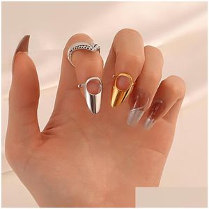 Anelli di fascia Gioielli di moda Simple geometrica in metallo chiodo cavo out un anello di bellezza Delivery Delivery dhmao