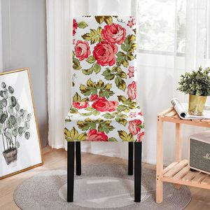 Chaves de cadeira com estampa de flor Flower Plant Plant Pattern Slipcover para bancos de cozinha Cadeiras Protetor decoração de festa em casa