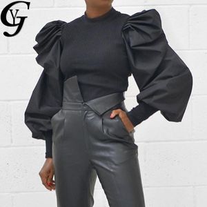 Women's Blouses Korean Lantern Sleeve Women Shirts Blouse Vintage Stand Collared Tunique Femme Ladies Tops Mujer Sexy Skinny Cotton &