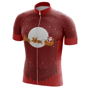 メンズTシャツ楽しい冬サイクリングジャージー男性クリスマスバイクスポーツ服エルクとサンタクロースシクリスモシャツ摩耗耐性