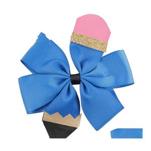 Hair Accessories Kids Bow Clip Back To School Girl Handmade Thread Color Stitching Pencil Floral Headdress 181 Y2 Drop Delivery Baby Dhavm