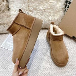 Womens Classic Mini Platform Wedge Boot Ultra Matte Fur Boots Snow Boots Soede Wool Blend Comfort Leather Brown Designer Booties Shoes Australia