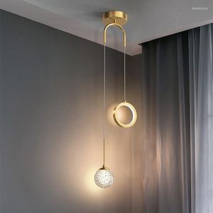 Lâmpadas pendentes LED Light Gold Ring pendurado para suspensão de teto Sala de cozinha de cozinha de luxo Lâmpada de decoração da mesa de jantar
