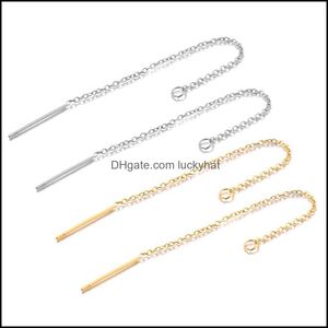 Chains 10Pcs/Set Stainless Steel Gold Long Tassel Chain Drop Sticker Dangle Earrings Ear Line For Diy Jewelry Makings 1519 Delivery Otlgf