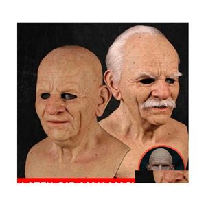 Party Maski Lateks Old Man Mask Male Cosplay Costplay Costwie Realistic wielokrotnego użytku Halloween Straszne zabawne propon