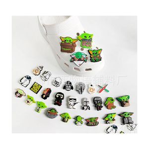 Parti di scarpe Accessori Charms Ricordi d'infanzia all'ingrosso Baby Green Elf Regalo divertente Cartoon Croc Pvc Decorazione Fibbia Soft Rubbe Dhiqv