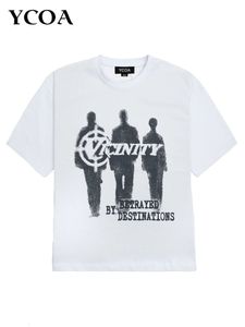 男性S TシャツTシャツ特大のヒップホップコットンショートスリーブプリントグラフィック韓国ファッショントップ審美的ハラジュクY2Kストリートウェア衣類230109