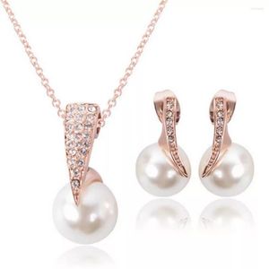 Серьги ожерелья устанавливают имитация жемчужных женщин браслет для свадебных аксессуаров для свадеб