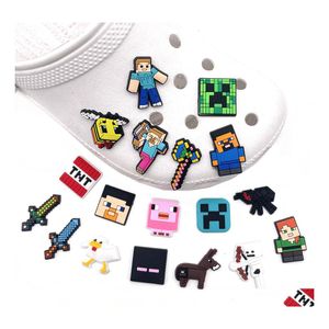 Parti di scarpe Accessori Charms Ricordi d'infanzia all'ingrosso Game Boy Love Cartoon Croc Pvc Decorazione Fibbia Gomma morbida Zoccolo veloce Dhcjv