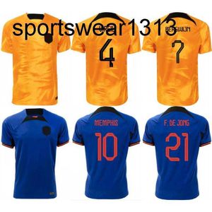 2022 Holenderskie koszulki piłkarskie męskie Memphis van de Beek F. de Jong Blind National Team Shirt Boy Bergwijn Wijnaldum Promes Klaassen