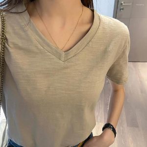 T-shirt da donna 2023 Camicia estiva in cotone di bambù di dimensioni larghe T-shirt da donna oversize Abbigliamento da donna Top Crop Tshirt Manica corta da donna