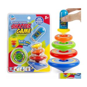 Spinning Top Rotary Gyro Supper Shooter Game Långvarig lysande överlagrad färg Flash Battle Plate Toy Hand Spinner Spiner Top DHV3Y