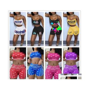 Women'S Tracksuits Sexy Two Peice Set For Women Crop Top And Shorts 2 Piece Sets Womens Outfits Matching 2023 Drop Delivery Apparel C Dhedl