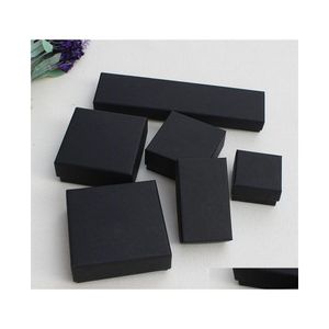 Storage Boxes Bins Jewelry Gift Retail Black Paper Packing Bracelet Necklace Ring Ear Nail Box Christmas Boxeszc536 Drop Delivery Dhlpo