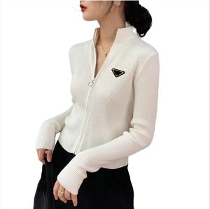 PRRRA 패션 디자이너 여성 탑 레이디스 슬림 한 니트 상단 니트 티 여성 카디건 스웨터와 지퍼 짧은 스타일 레이디 점퍼 셔츠 디자인 S-XL