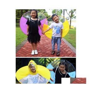 Raincoats Cute Kids Raincoat Cartoon Duck Children Rain Poncho Ufo Shape Coat Outdoor Boy Girl Jacket Windbreaker Umbrella 220613 Dr Dh6Ow