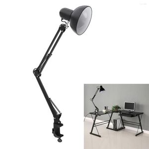 Lampy stołowe czarne elastyczne składane metalowa lampa biurka długie ramienie