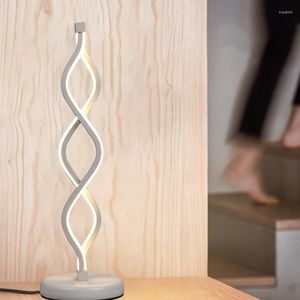 Tischlampen LED Wellenform Lampe gebogen Schreibtisch Nachttisch kühles weißes warmes Licht für Wohnzimmer Schlafzimmer Lesebeleuchtung 3 Farben