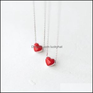 Anh￤nger Halsketten Gro￟handel Mode Frauen minimalistische Herz Halskette Schmuck Emaille Rot Charme Zauber 925 Sier Drop Lieferung Anh￤nger Otolt Otolt