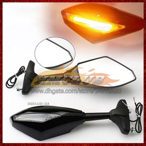 2 x Motocicleta LED LUZES LIVRES MELHORES laterais para Honda CBR1100XX Blackbird CBR1100 CBR 1000 XX 02 03 04 2005 2006 07 Indicadores de sinal de giro de carbono Espelho traseiro 6 Cor 6 Cor