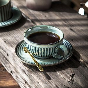 Cups Saucers Nordic Coffee Cup With Spoon Home Retro Afternoon Tea Dish Latte Flower Ceramic Set Porcelain British