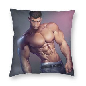 Cuscino/Decorativo Sexy Hunk Cartone Animato Fidanzato Uomo Body Art Cover Divano Soggiorno Muscoloso Cassa Quadrata 45x45/Decorativ