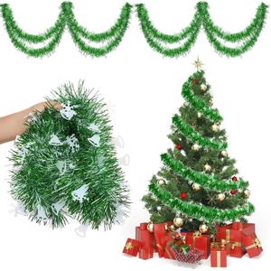 Christmas Decorations 6Pcs 2M Tinsel Garland For Birthday Wedding Year Hanging Decor Metallic Twist Xmas Tree Ornament