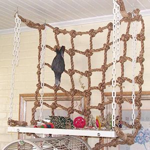 Другие птицы поставляют попугай, поднимая сетку для веревки для подвесной подставки, играет в лестницу, жевательные игрушки с пряжками в спортзале игрушки