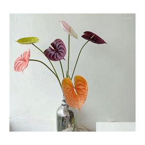 Dekorativa blommor kransar konstgjorda v￤xter rosa anthurium hem tr￤dg￥rd dekorera droppleverans festliga parti leveranser dhhws